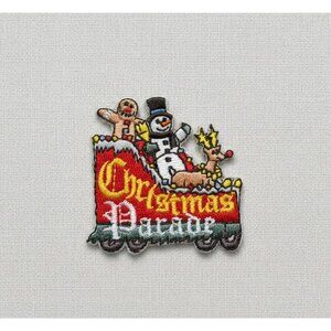 Christmas Parade Embroidered Iron-On Patch - 2 Inch Festive Holiday Badge